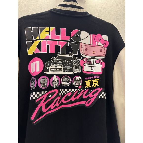 Hello Kitty Men's Black/Off White Tokyo Speed Racing Varsity Jacket - XL - Picture 2 of 5